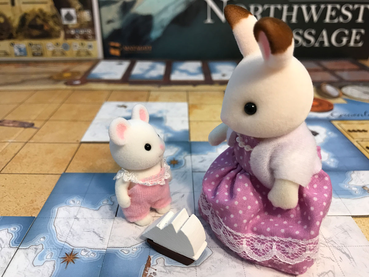 A Pair of Calico Critters Discuss How to Proceed in Expedition: Northwest Passage
