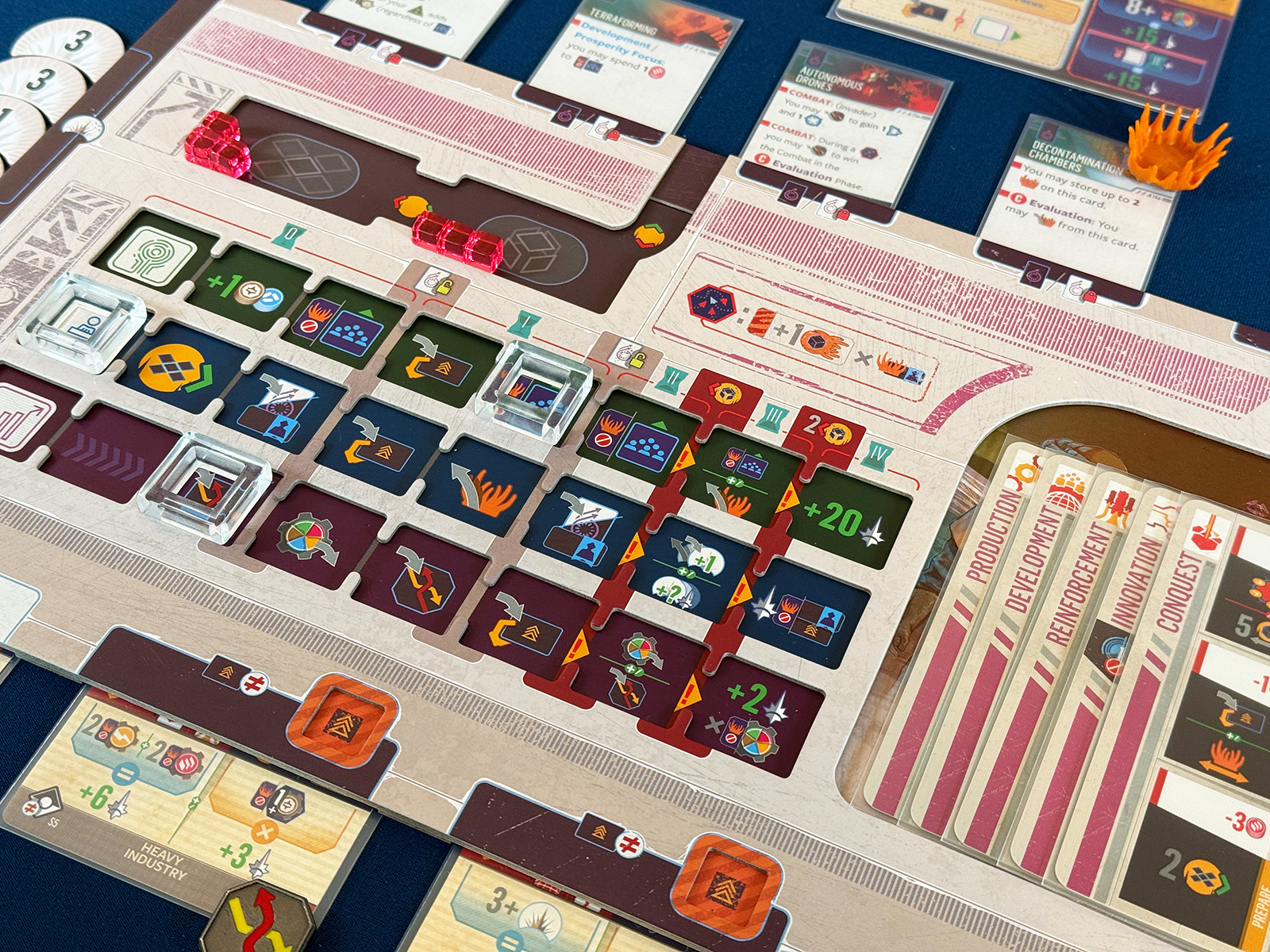 Voidfall Civilization Tracks and Choosing Focus Cards Admiring the Civilization Tracks and Other Details Amidst the Chosen Focus Cards in Voidfall