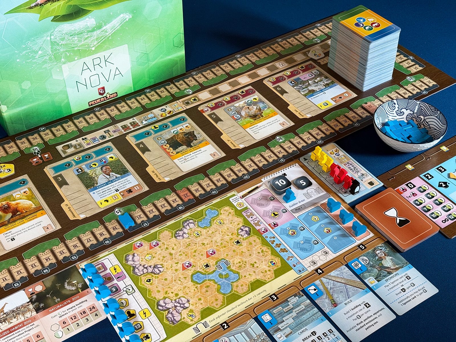Ark Nova Preparing to Build a Zoo All Set and Ready to Fill in a Map with Enclosures and Add Animals and Sponsors in Ark Nova